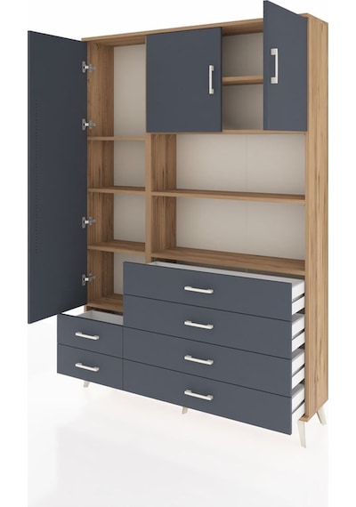 Arges Dolap 8 Raflı 6 Çekmeceli 3 Kapaklı 132x30x195 Çam-antrasit/antrasit Antrasıt/antrasıt Arges Dolap 8 Raflı 6 Çekmeceli 3 Kapaklı 132x30x195 Çam-antrasit/antrasit Antrasıt/antrasıt
