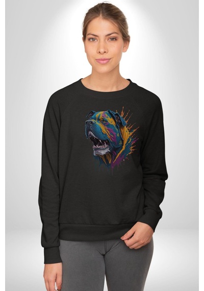 Köpek Saint Bernard Havlama Unisex Siyah Baskılı Sweatshirt Siyah