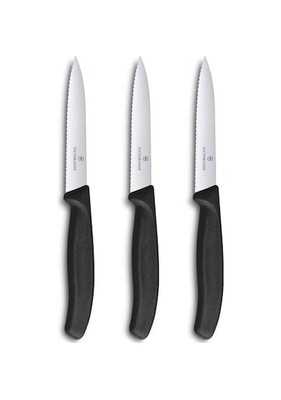 Victorinox Büyük Tırtıklı Siyah Bıçak Seti Özel 3'lü Çok Renkli