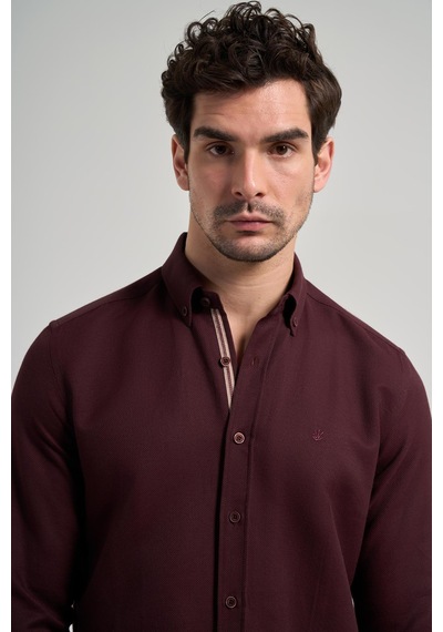 İmza Koyu Kahverengi Uzun Kol Baskılı Bez Ayağı Düğmeli Yaka Cepsiz Casual Slim Fit Gömlek 1004250138 400 Koyu Kahverengi İmza Koyu Kahverengi Uzun Kol Baskılı Bez Ayağı Düğmeli Yaka Cepsiz Casual Slim Fit Gömlek 1004250138 400 Koyu Kahverengi