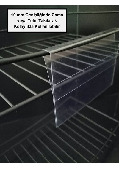 10 Adet Pvc Şeffaf Etiketlik 10x7 Cm Tele Cama Geçme Asma Takılan