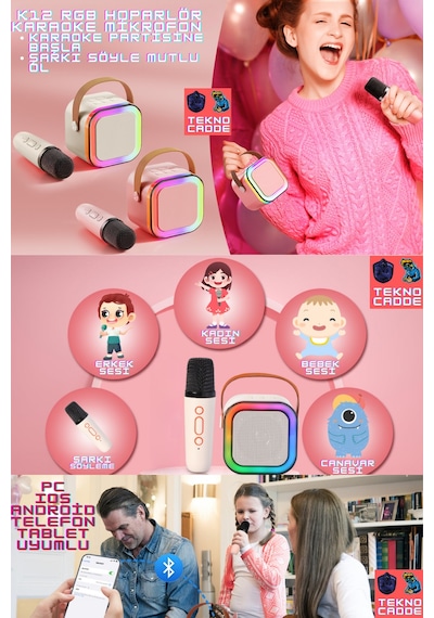 K12 Mini Aux/tf/usb/bluetooth Hoparlör Mikrofon Çocuklar İçin Karaoke Hoparlör Kit