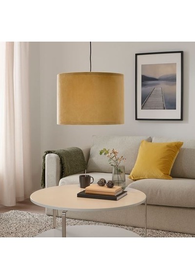 Ikea Molnskıkt Abajur Başlığı, Koyu Sarı Kadife, 42 Cm