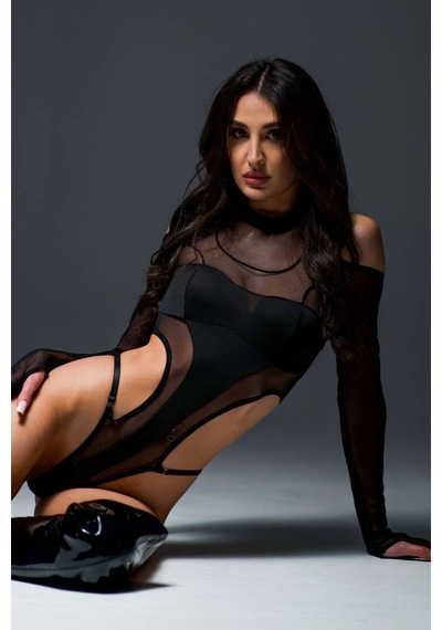 Bikini Mayokini Dünyası Nika Transparan Bodysuit - Siyah Siyah