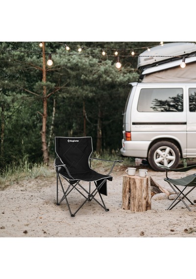 Kingcamp Lotus Comfort Konforlu & Takviyeli Kamp Sandalyesi Black Siyah
