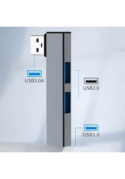 Usb 3.0 L Tipi Usb 3.0 - 2.0 Hub 3 Port Usb Çoklayıcı Hub