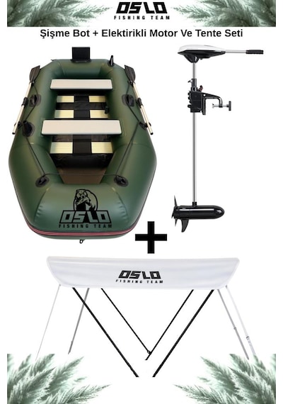 Oslo Fishing Team Haki Şişme Bot Motor Ve Tente Seti