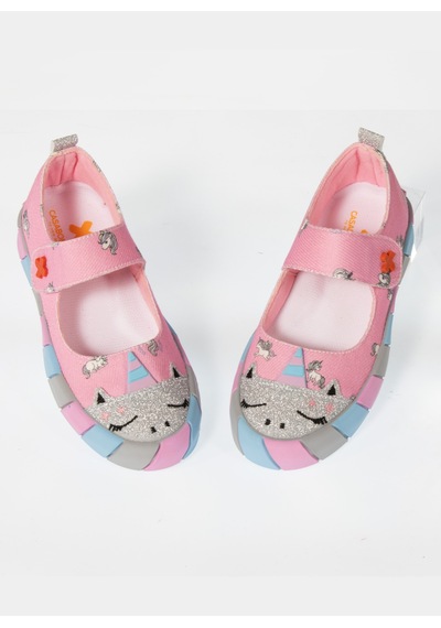 Unicorn Kanvas 3d Baskılı Kız Çocuk Babet Pembe