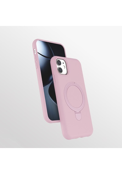 Apple Uyumlu iPhone 11 Kılıf M-safe Şarj Özellikli Standlı Zore Samara Kapak Pembe
