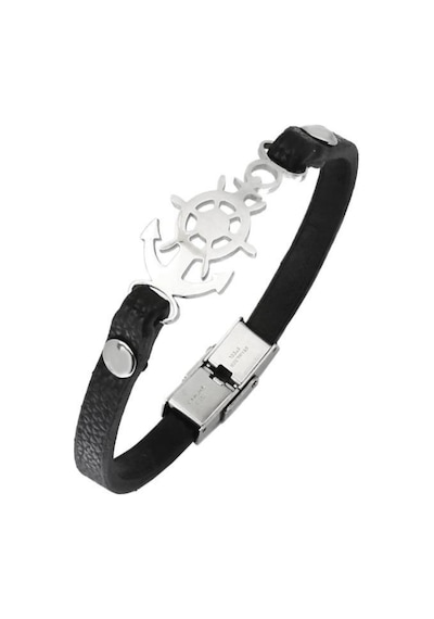 Brezza Lusso Jewelry Deri Dümen Çapa Model Çelik Erkek  Bileklik