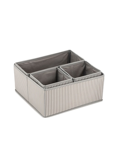 4'lü Gri Çizgili Dolap-çekmece Içi Organizer Seti 28x28x13 X1 / 28x13x13 X1 / 13x13x13 X2