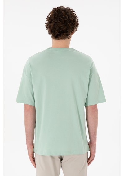 U.S. Polo Assn. Erkek Oversize Fit Bisiklet Yaka Su Yeşili Tişört 50305923-VR048