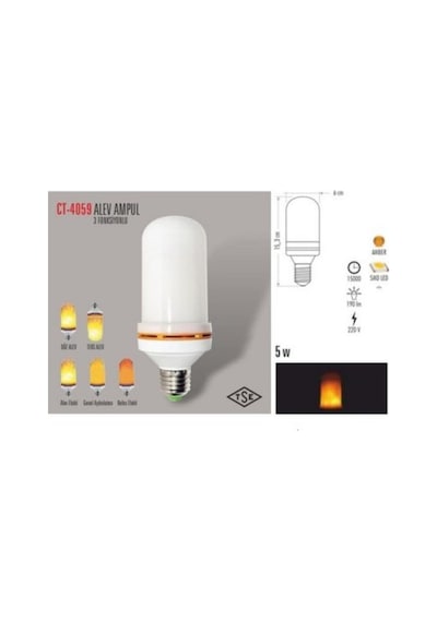 Cata Ct-4059 5w Alev Led Ampul Amber Renk 5w