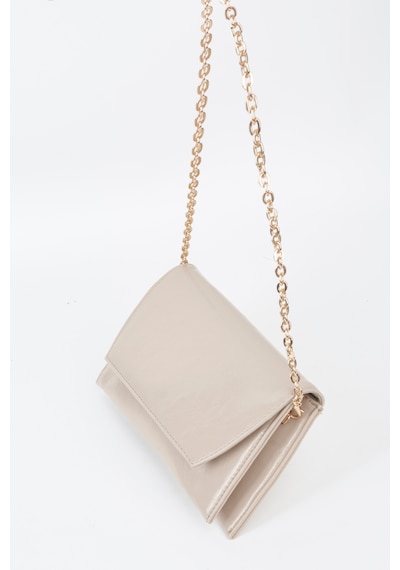 Vivaq Kadın Vizon Zarf Tasarım 2 Bölmeli Mini Zincir Askılı Çıt Çıt Kapama Clutch Ve El Çantası VİZON