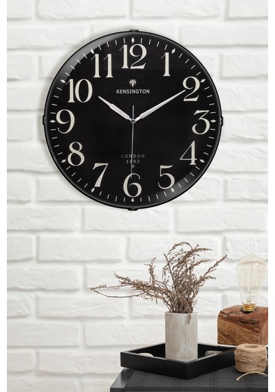 Galaxy Duvar Saati Kensington London Yazılı Siyah Kadranlı Bombeli Camlı 35 Cm.