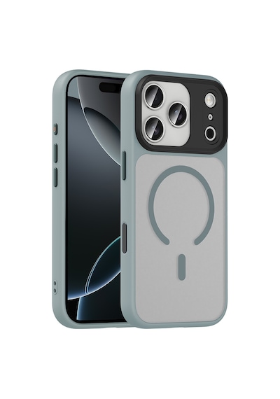 Maks Technology Apple Uyumlu iPhone 18 Pro Max Kılıf Mat Arka Yüzey Wireless Şarj Özellikli Mkst Flet M-safe Kapak - Gri