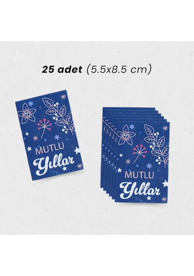 Yılbaşı Mutlu Yıllar Yazılı Hediye Kart Seti, Çiçek Temalı Paketl