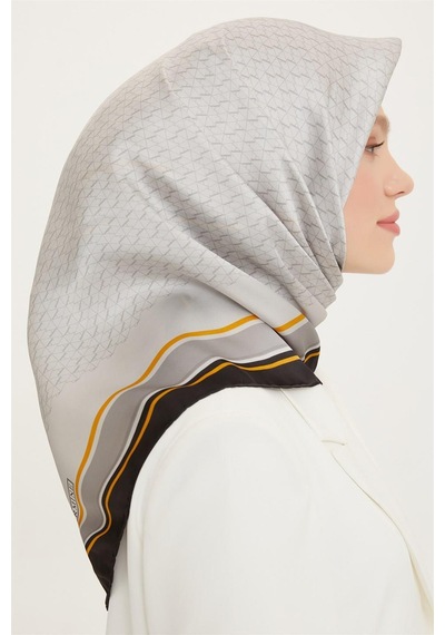 Armine İpek Eşarp Nostalji - 8724-31 Twill 09 Sarı Gri