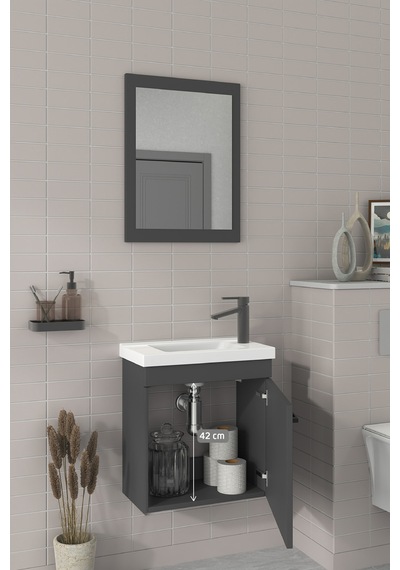 Biani Fix Hera 50 Cm Banyo Dolabı Renk Mat Gri Biani Fix Hera 50 Cm Banyo Dolabı Renk Mat Gri