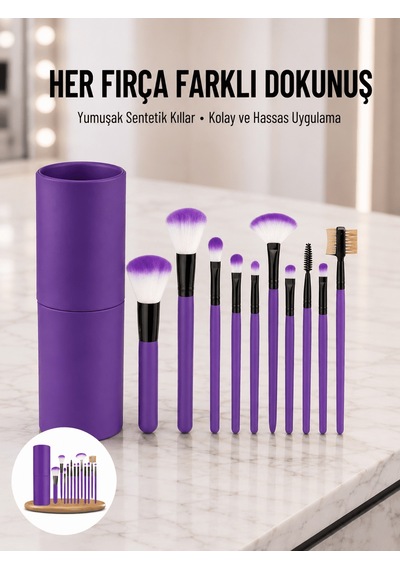 12 Parça Profesyonel Makyaj Fırçası Far Fırçası Allık Fırçası Yumuşak Kıllı 46090023
