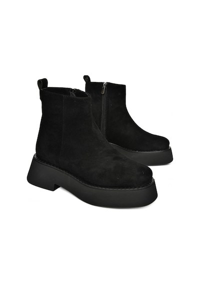 Fox Shoes R820190202 Siyah Süet Kalın Tabanlı Kadın Bot Siyah
