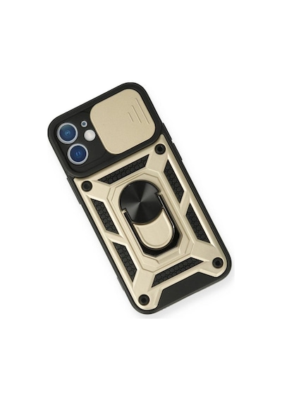 Apple İphone 12 Mini Kılıf Pars Lens Yüzüklü Silikon - Gold Çok Renkli