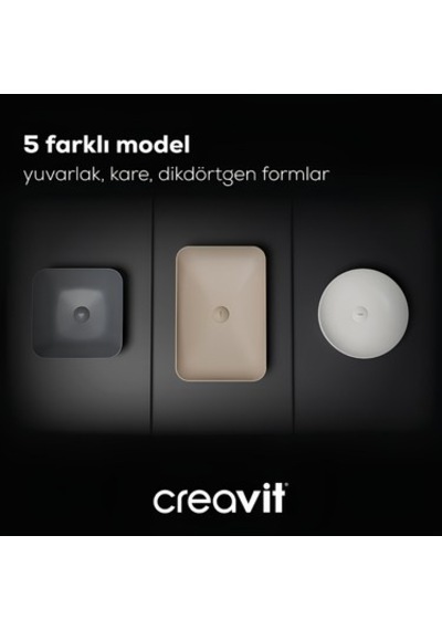 Yuvarlak Beyaz Deliksiz Lavabo, 45 Cm Boyutunda 508 Yeşil