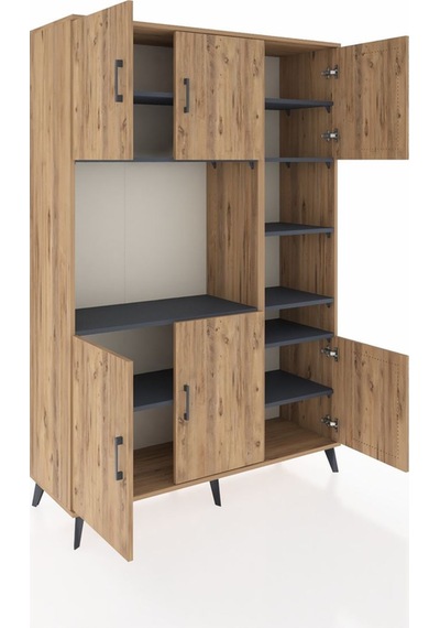 Hyperion Dolap 10 Raflı 6 Kapaklı 132x44x195 Çam-çam/antrasit Çam Hyperion Dolap 10 Raflı 6 Kapaklı 132x44x195 Çam-çam/antrasit Çam