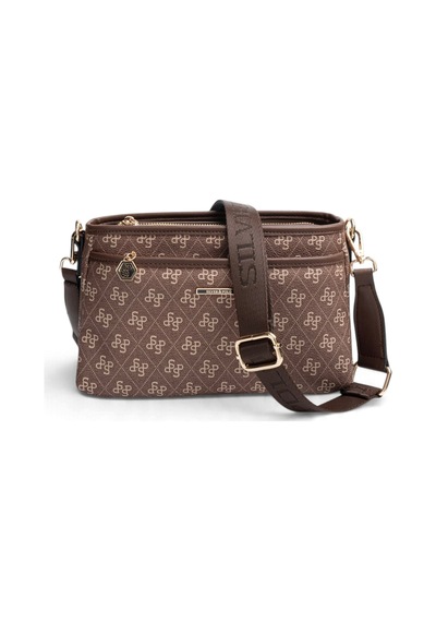 Silver & Polo Silver Polo Kahve - Kahve Monogram Kadın Çapraz Çanta Sp1184