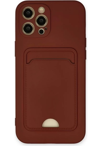 Newface Apple iPhone Uyumlu  12 Pro Max Kılıf Kelvin Kartvizitli Silikon - Bordo