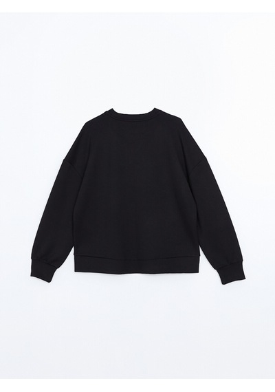 Lcw Vision Siyah Bisiklet Yaka Oversize Kadın Sweatshirt
