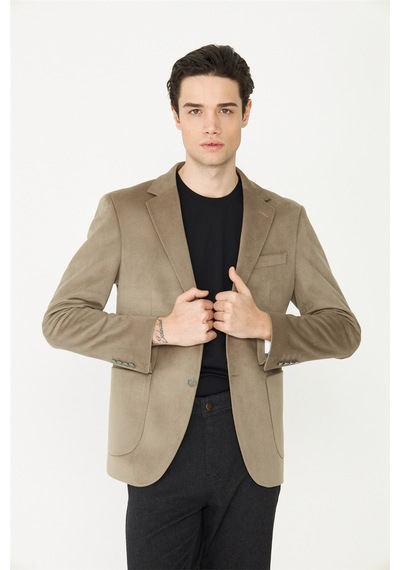Açık Yeşil Fitilli Kadife Slim Fit Blazer Ceket A.yeşil