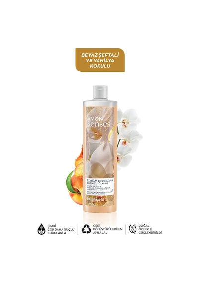 Avon Senses Simply Luxurious Beyaz Şeftali ve Vanilya Kokulu Krem Duş Jeli 500 ML