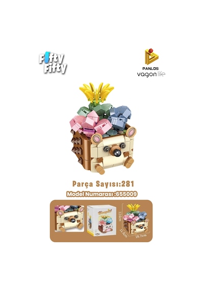 Panlos Mini Potted Plant Serisi Ayı Figürü 281 Parça Oyuncak Yapım Seti -ffp655009