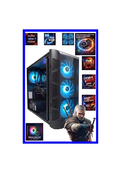 Comloji CMLJ71 R5-5500 16 GB 512 GB SSD RTX3050 Free Dos Masaüstü Oyuncu Bilgisayarı