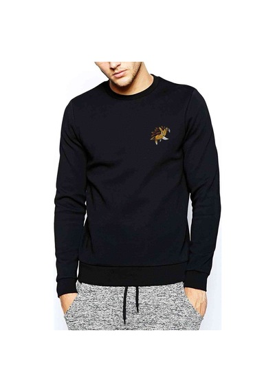 Sandslash 2 Baskılı Siyah Erkek Örme Sweatshirt