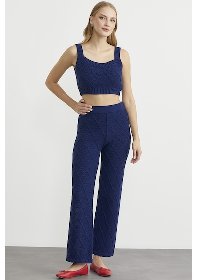 Sementa Pamuk Crop Pantolon Triko Takım - Lacivert Lacivert
