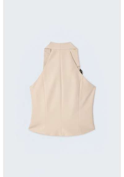 Sateen Aksesuar Detaylı Bluz - Bej-137444