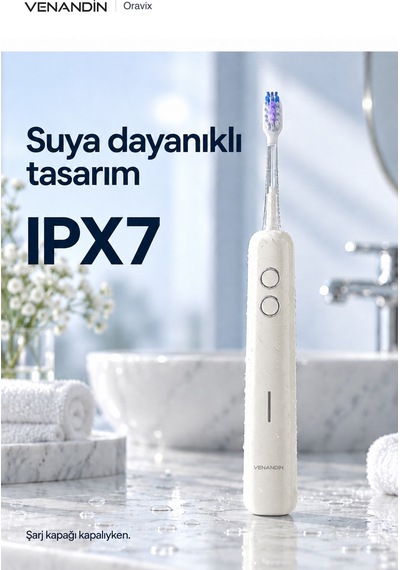 Vn/rv-001 Oravix Şarjlı Elektrikli Diş Fırçası 2000 Mah, Type-c, Ipx7, 3 Mod X 3 Yoğunluk, 3 Başlıklı - Beyaz