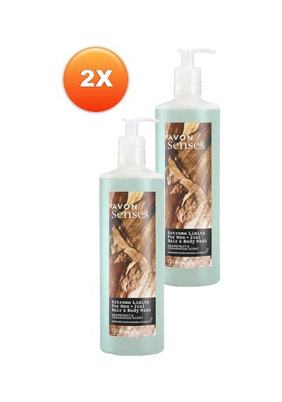 Avon Senses Extreme Limits Greyfurt Ve Sandal Kokulu Saç Ve Vücut İçin Erkek Duş Jeli 2 x 720 ML