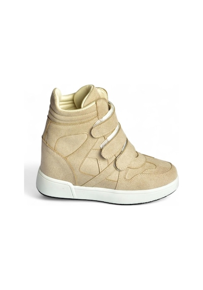 Fox Shoes V367856002 Bej Süet Gizli Topuklu Cırtlı Spor Bot Bej
