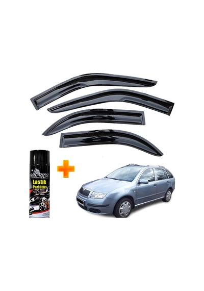 Skoda Fabia Stw Mügen Cam Rüzgarlığı 2000 - 2009 Arası 4 Lü Takım +500ml Lastik Parlatıcı