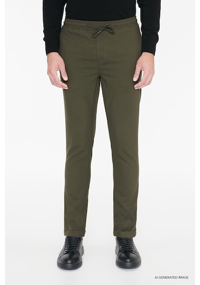 Ac&Co / Altınyıldız Classics Slim Fit Dar Kesim Beli Bağlamalı Yan Cepli Erkek Pantolon - Haki