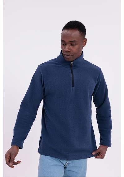 Freemen Erkek Fit Dik Yaka Yarım Fermuarlı Sweatshirt Polar Lacivert