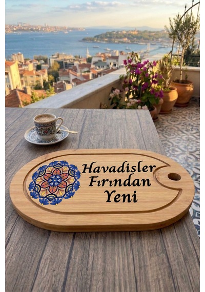 Havadisler Temalı Afilli Kahve Sunum Tablası