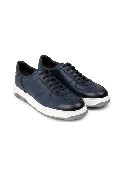 Deery Hakiki Deri Lacivert Erkek Sneaker Ayakkabı - 01965Mlcve05 Lacivert