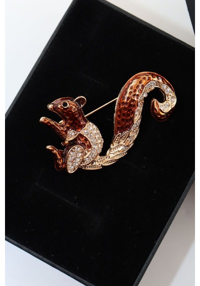 Zirkon Taşlı Sincap Broş. Yaka İğnesi Kelebek Broş. Taşlı Broş. Kadın Broş, Erkek Broş. Sincap Broş. Gold