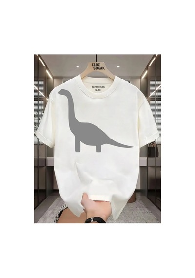 Tarzsokak Unisex Dino Uzun T-shirt Beyaz