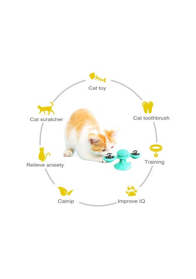 Teltree Eğlenceli Led Işıklı Dönen Kedi Oyuncağı - Kedi Naneli, Emici Tabanlı, Çiğneme Ve Egzersiz İçin
