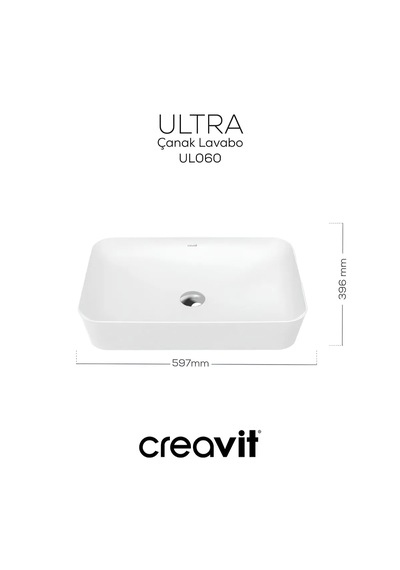 Ultra Dikdörtgen Çanak Tipi Lavabo 60 Cm